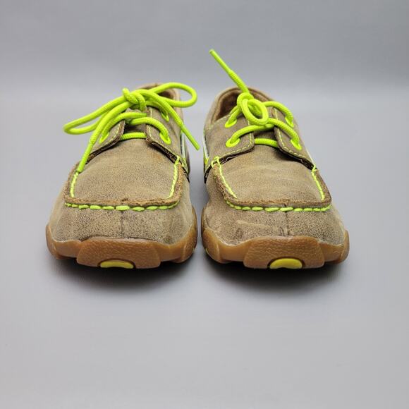 Youth Twisted X Bomber Slip On Shoe Leather Lace Up Moc Neon Yellow Size 4.5 - Picture 5 of 10
